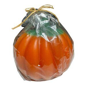 Vintage Molded Halloween Orange Pumpkin Candle Fall Autumn Unscented Wax